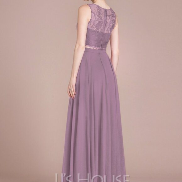 JJ’s House A-Line Chiffon Scoop Neck Lace 2 Piece Dress - Picture 3 of 14